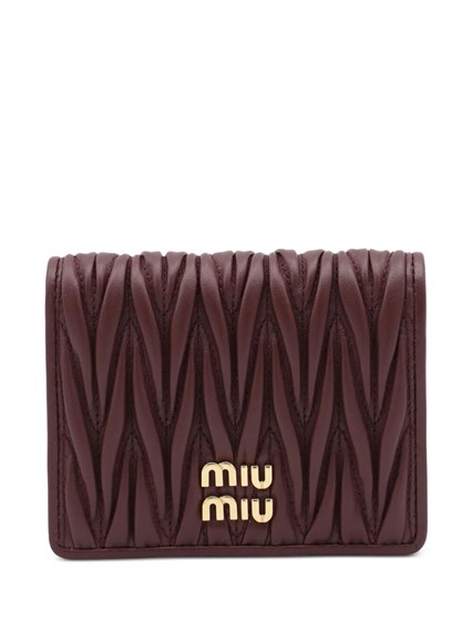 Miu miu Small matelassé nappa leather wallet with snap