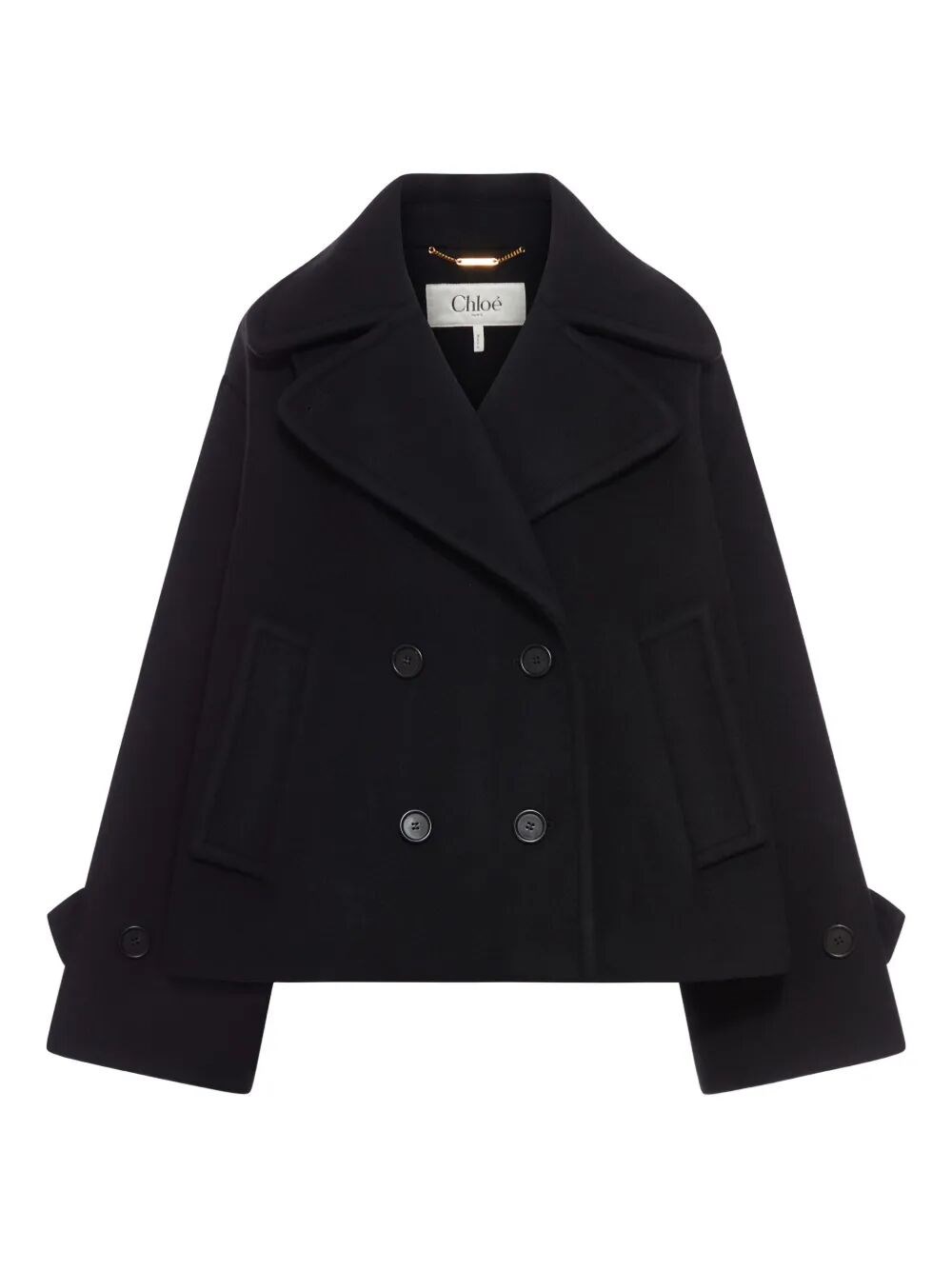 Chloé Double-breasted Notched Lapels Jacket Pockets In Black