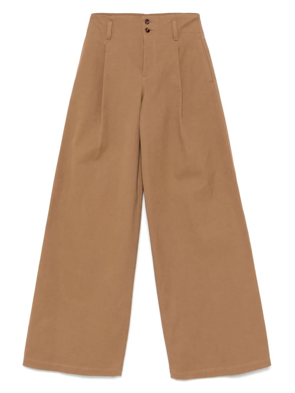 Chloé High-rise And Wide-leg Cotton Canvas Trousers Clothing In Brown