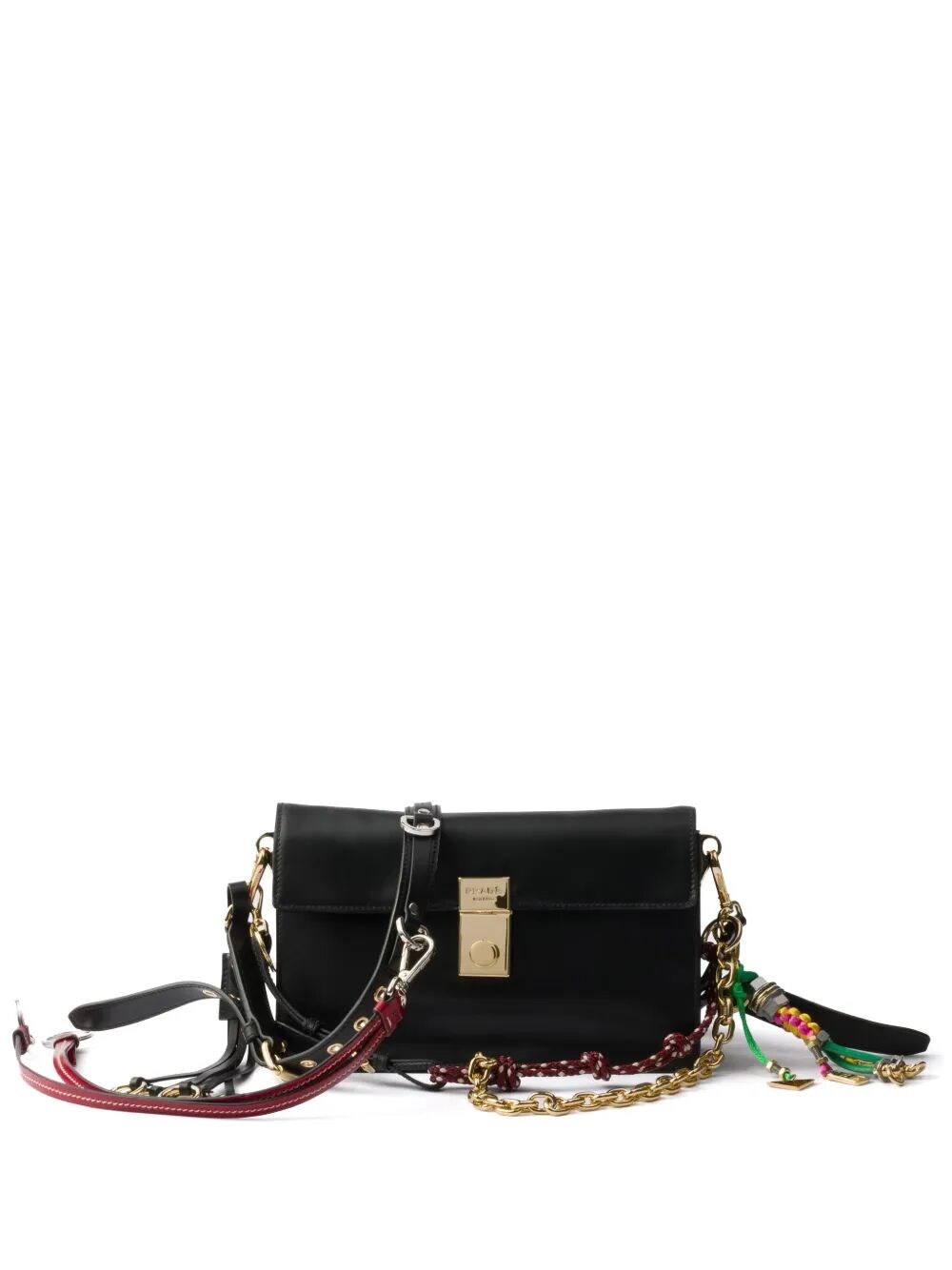 Prada Soft Sound Small Leather Shoulder Bag With Charms