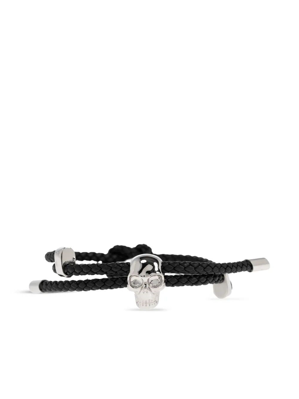Alexander Mcqueen Skull Braided Leather Cord Bracelet Accessories