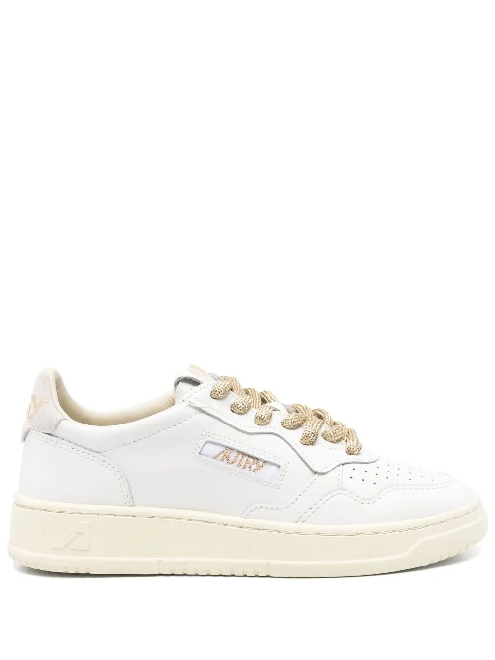Autry Medalist Low Sneakers In White Leather And Suede Heel Tab In White