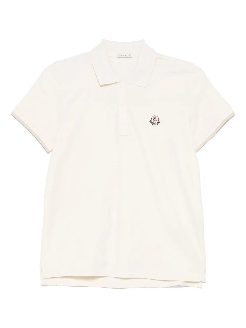 Moncler Logo Patch Cotton Pique Polo Shirt Clothing In White