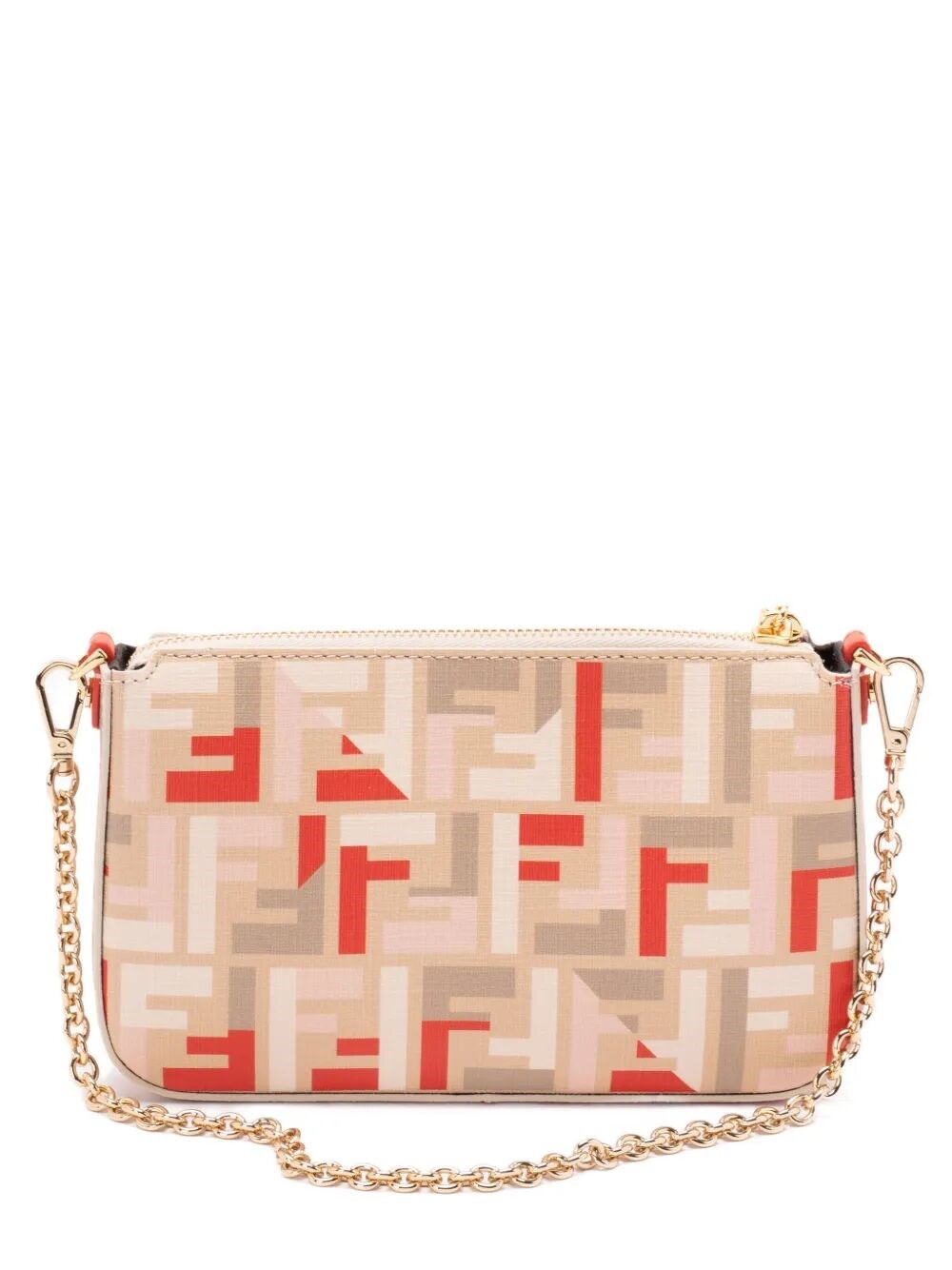 Fendi Ff Fabric Baguette Pouch With Chain