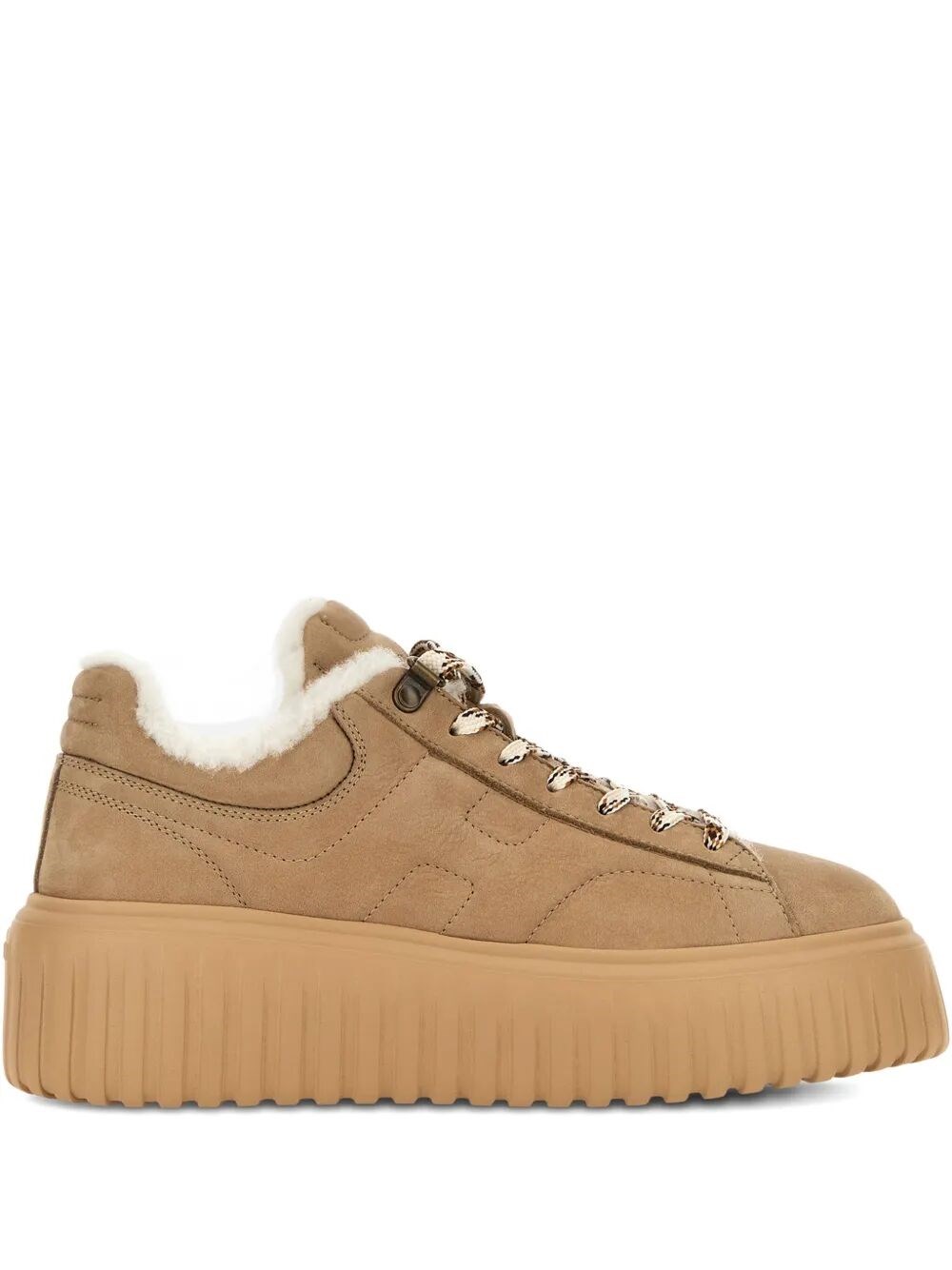 Hogan H-stripes Suede Sneakers With Shearling Lining