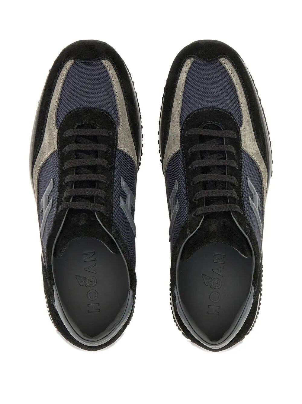 SUEDE AND SMOOTH LEATHER INTERACTIVE SNEAKERS WITH TECHNICAL FABRIC INSERTS