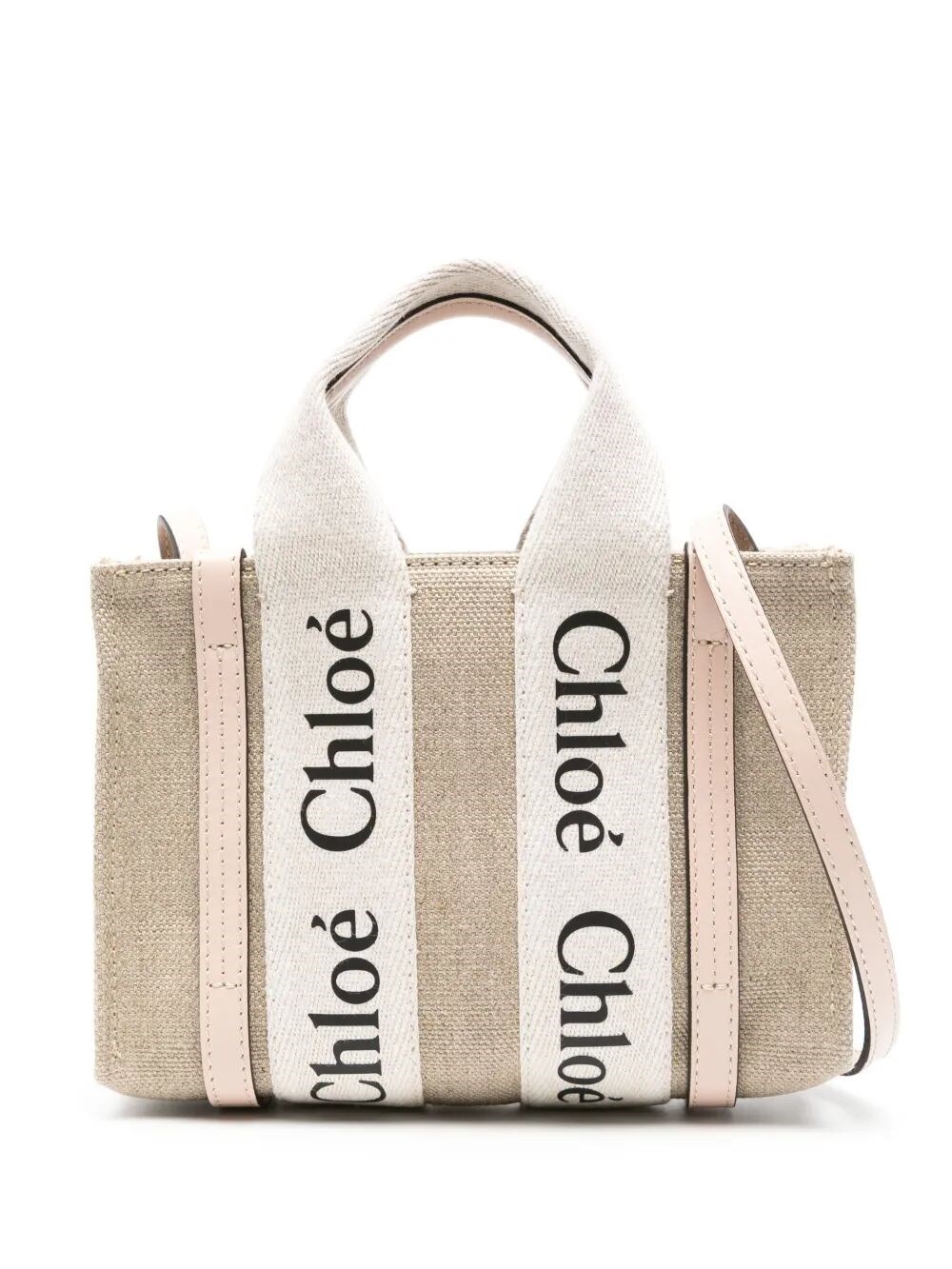 Chloé Mini Woody Linen Tote Bag