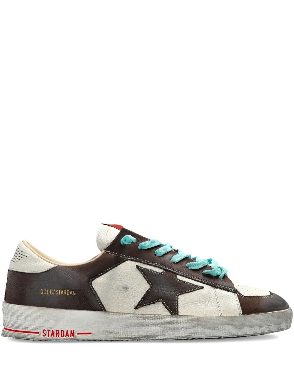 Golden Goose Stardan Two-tone Distressed Finish Leather Sneakers