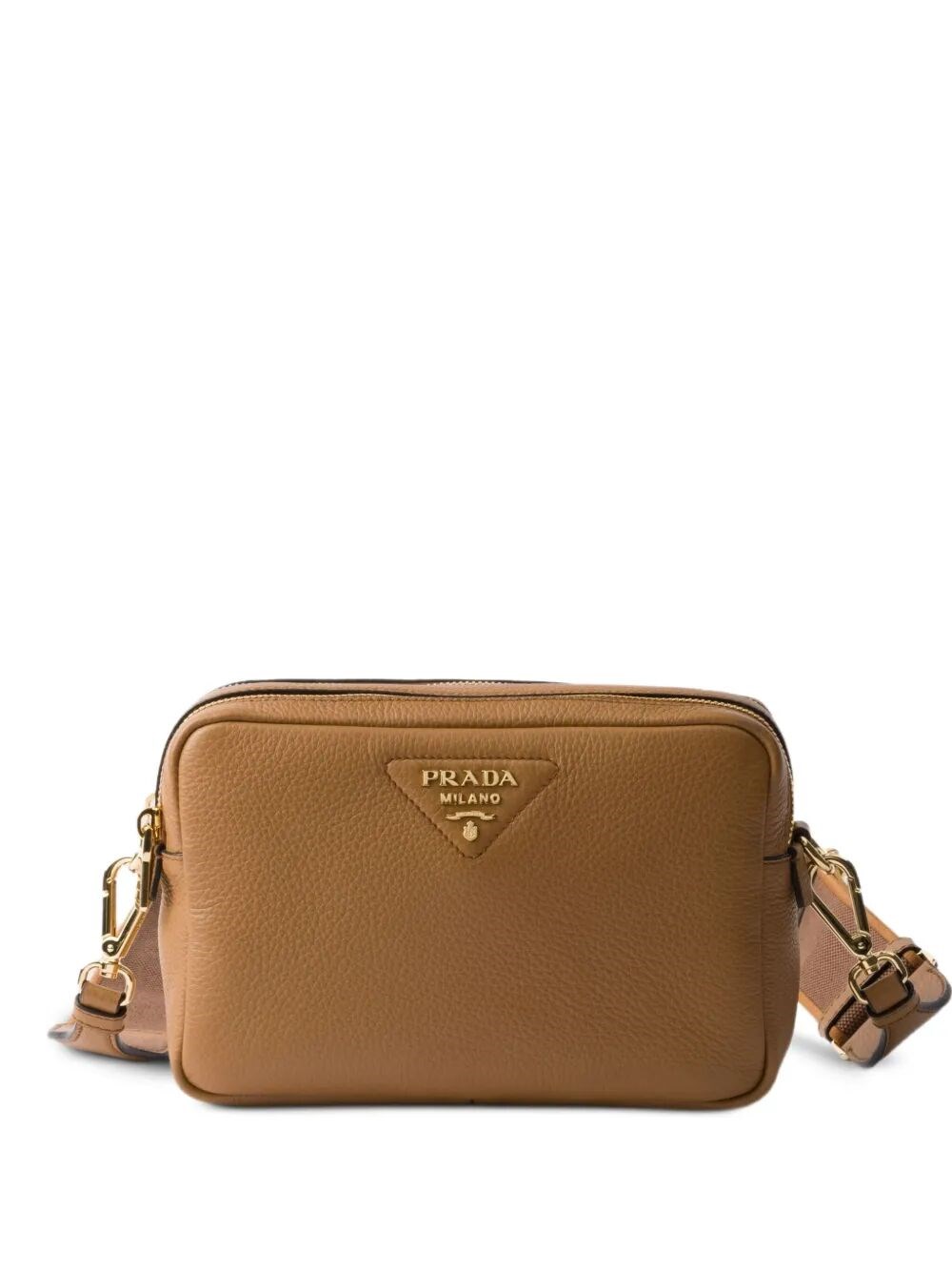 Prada Shoulder Bag With Adjustable Strap And Gold-tone Hardware In Brown