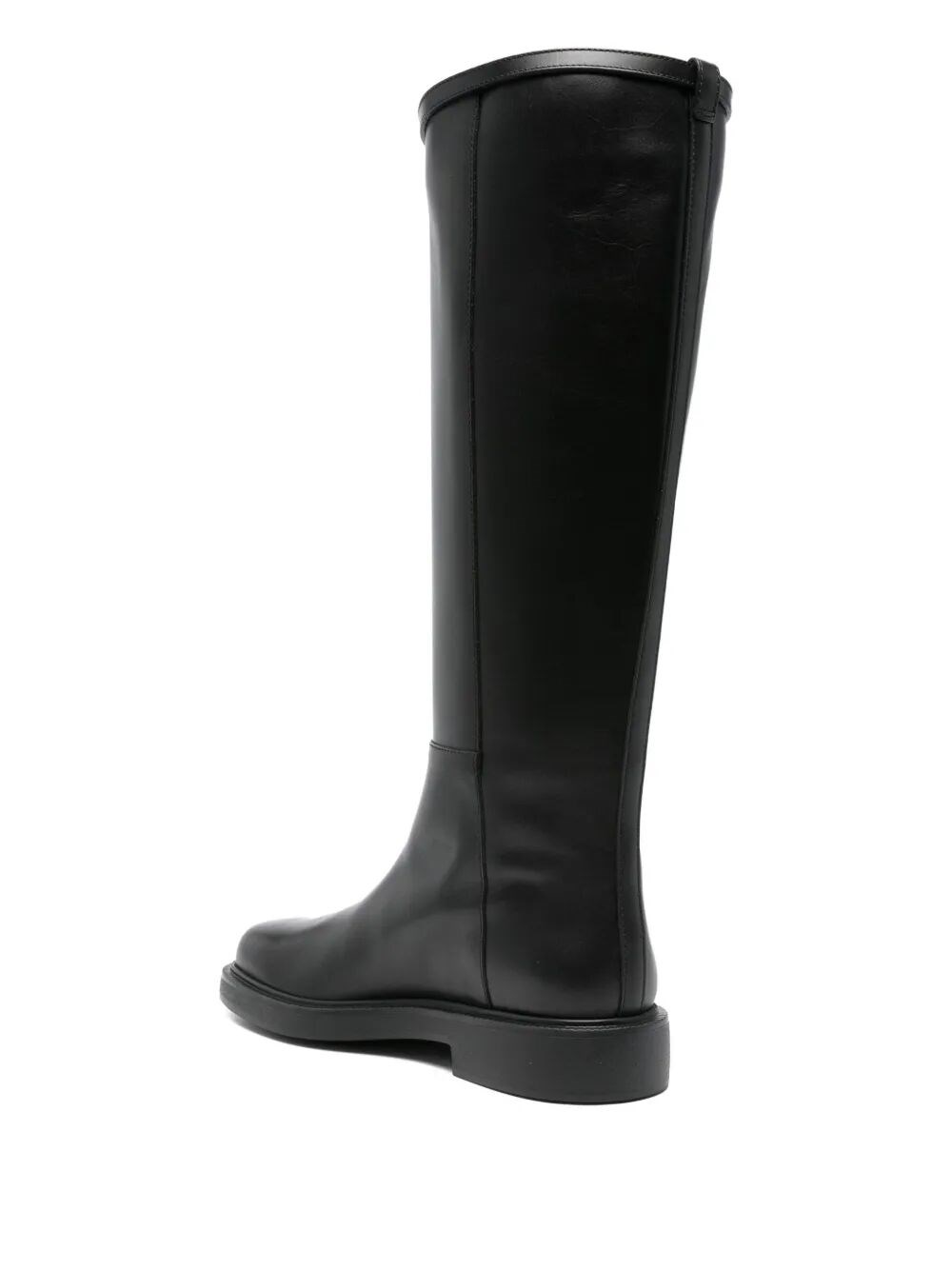 T-BUCKLE LEATHER KNEE-HIGH BOOTS 