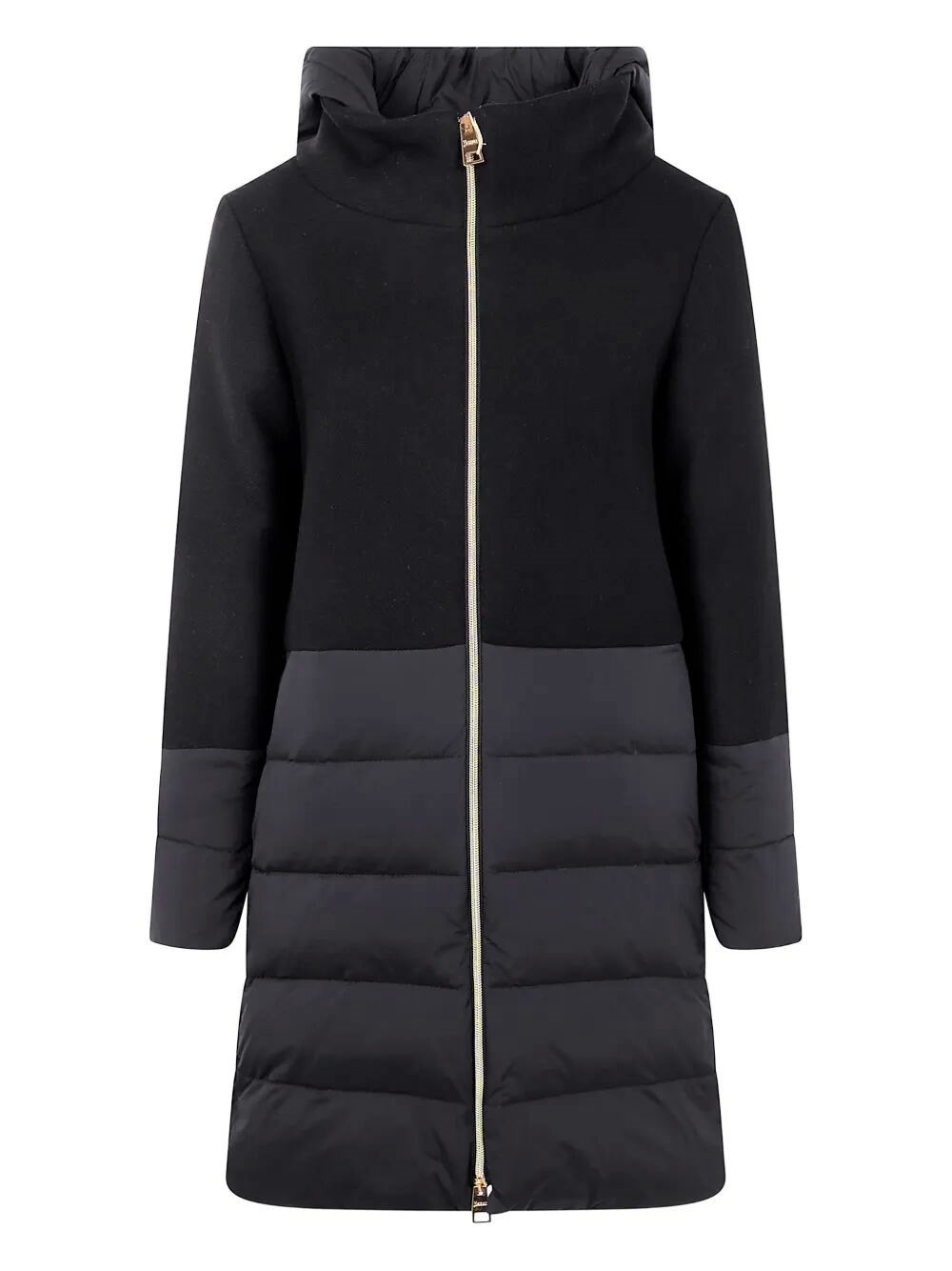Herno Hooded Padded Jacket With Wool Inserts Clothing In Black