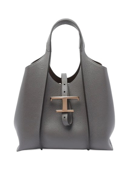 カラバリ☆直営店買付 TOD'S T Timeless Shopping Bagミディアム Woman GREY T Timeless Shopping Bag in Leather Medium