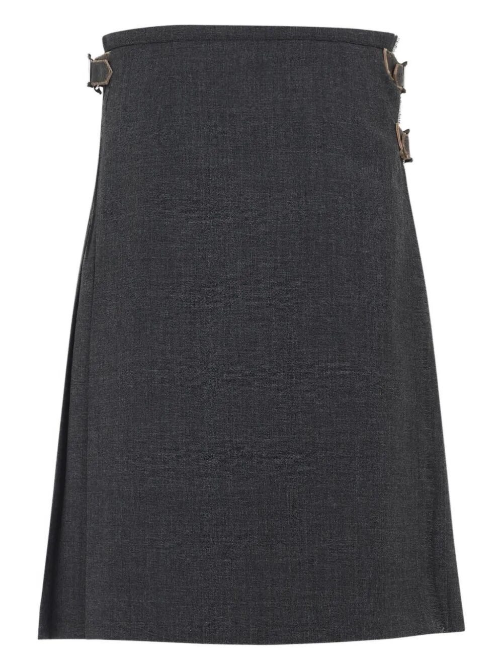 Prada Buckle-fastening pleated wool midi skirt available on