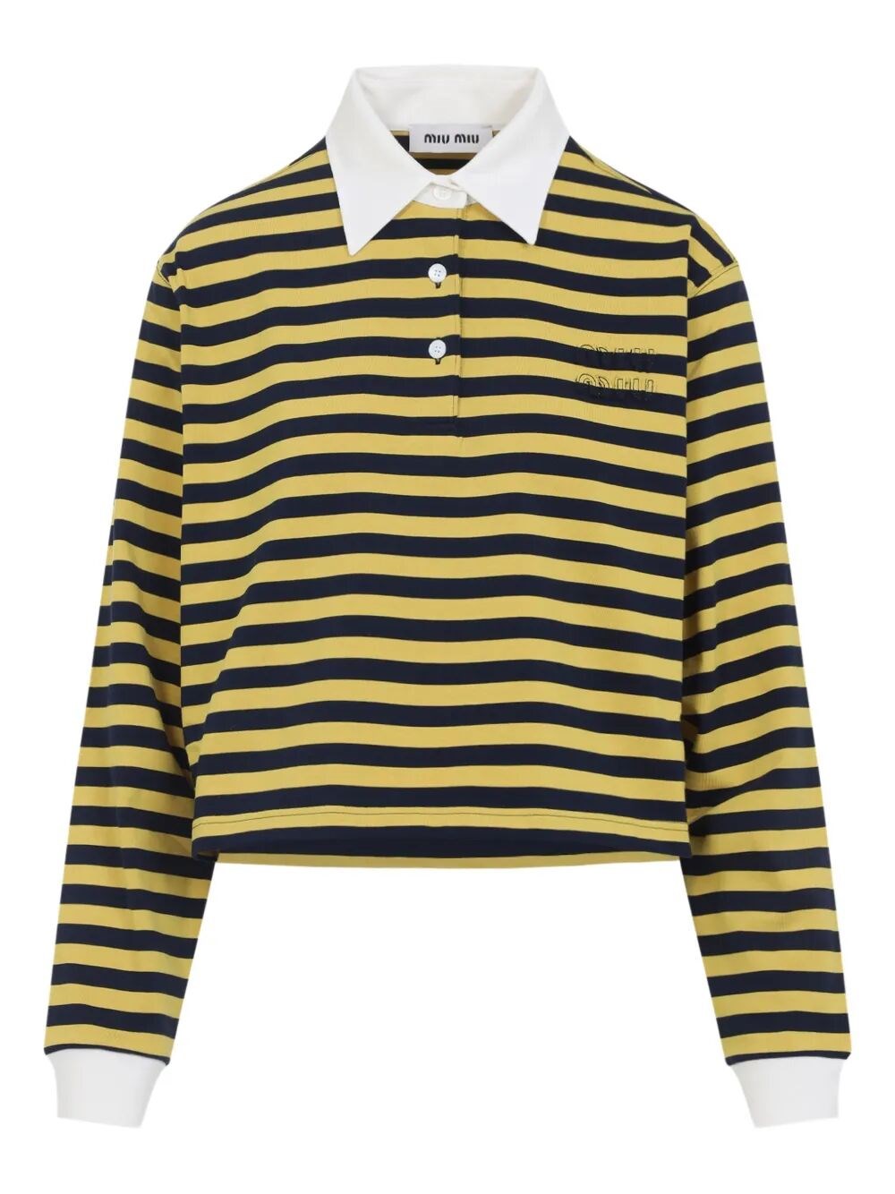 Miu Miu Striped Rugby Polo Shirt In Blue