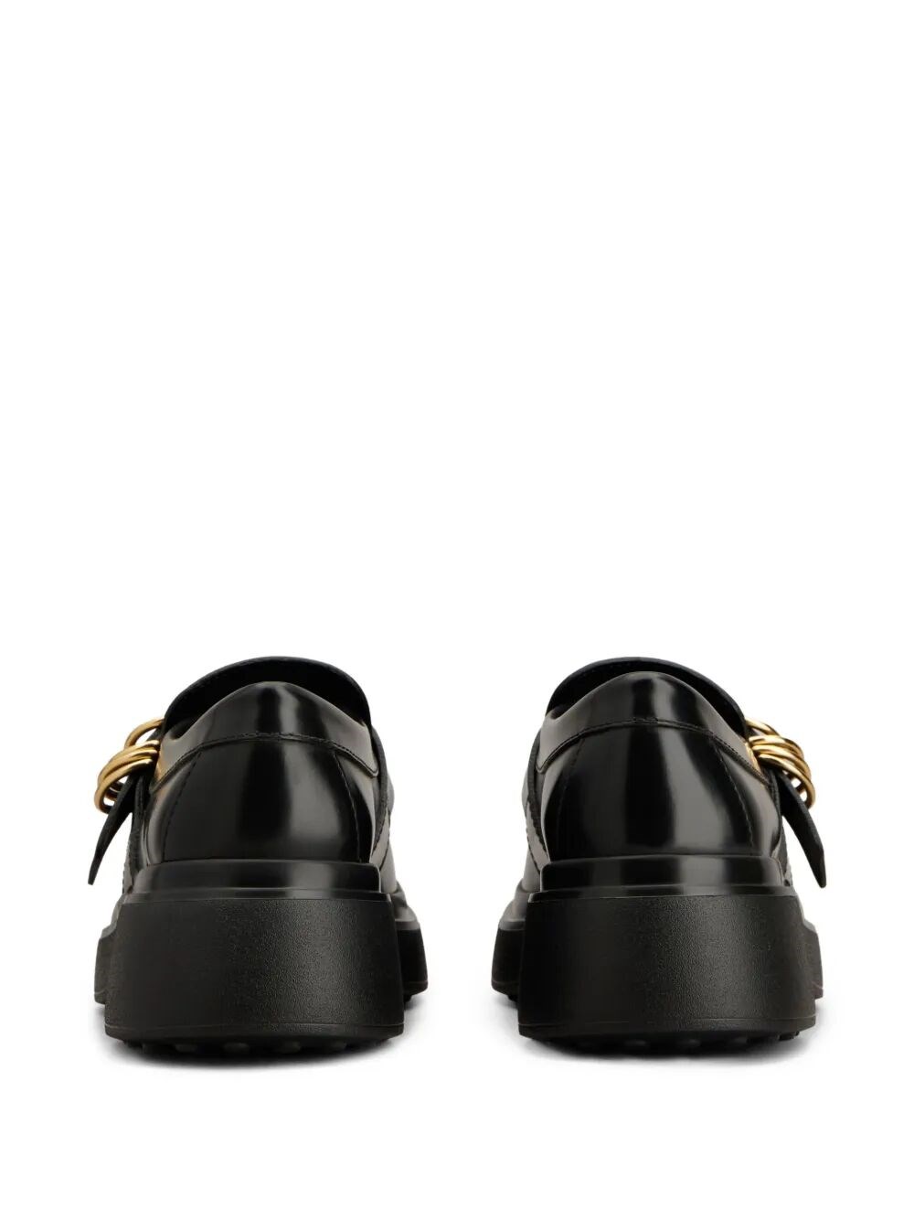 LEATHER CHUNKY LOAFERS WITH METAL BUCKLE AND RINGS
