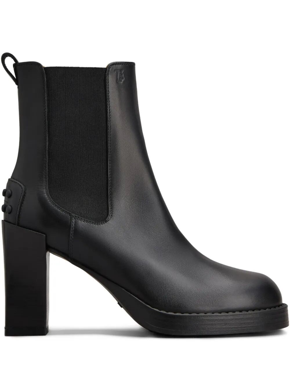 Tod's Leather Heeled Chelsea Ankle Boots In Black
