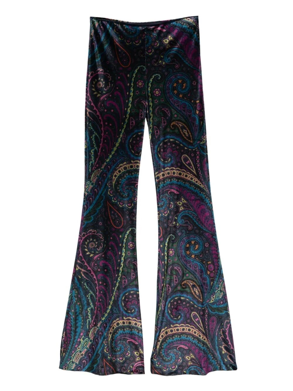Etro Paisley-print Flared Viscose Trousers In Blue