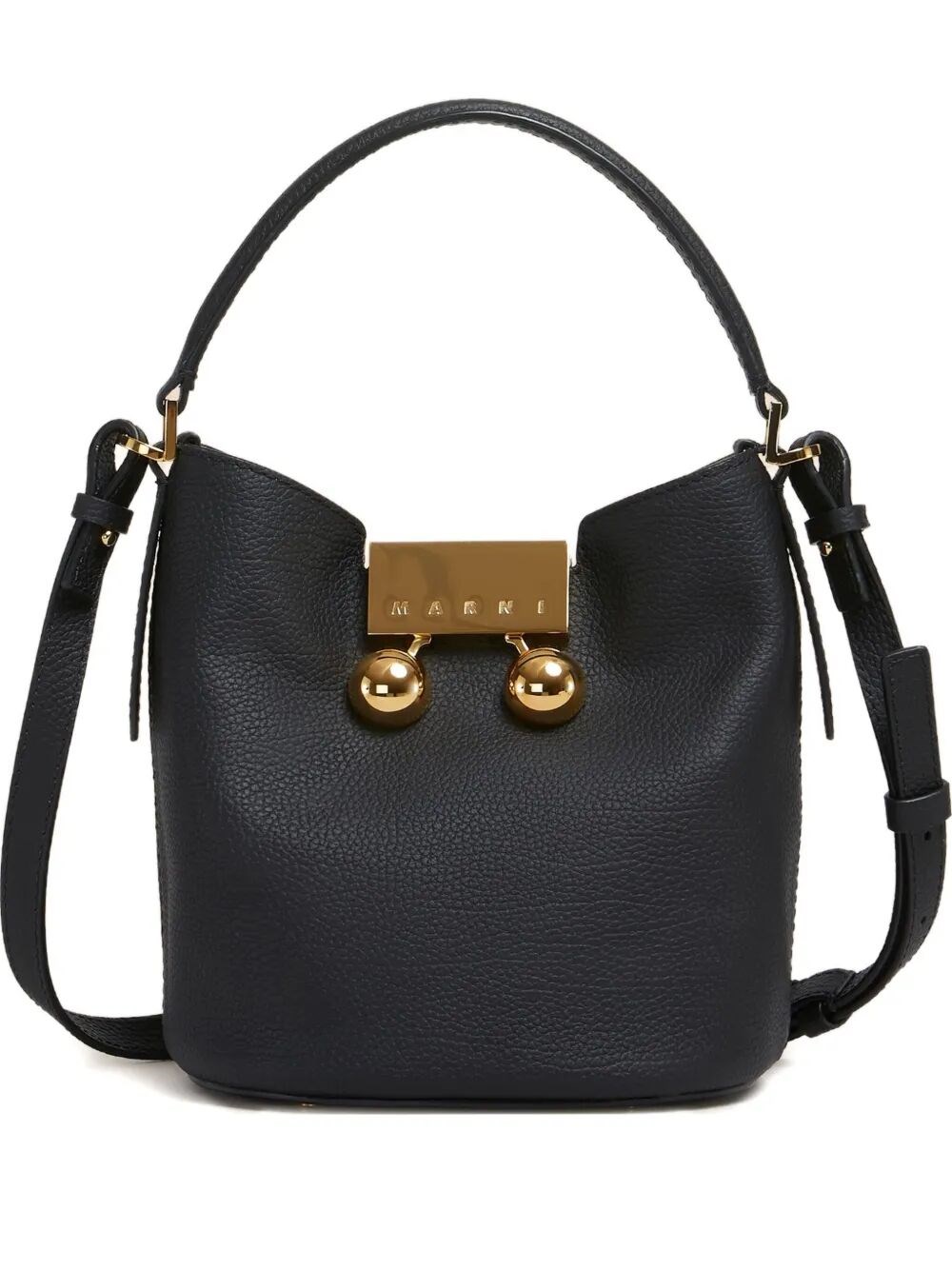 Marni Womens 00n99 Trunkeroo Bucket Leather Shoulder Bag In Black