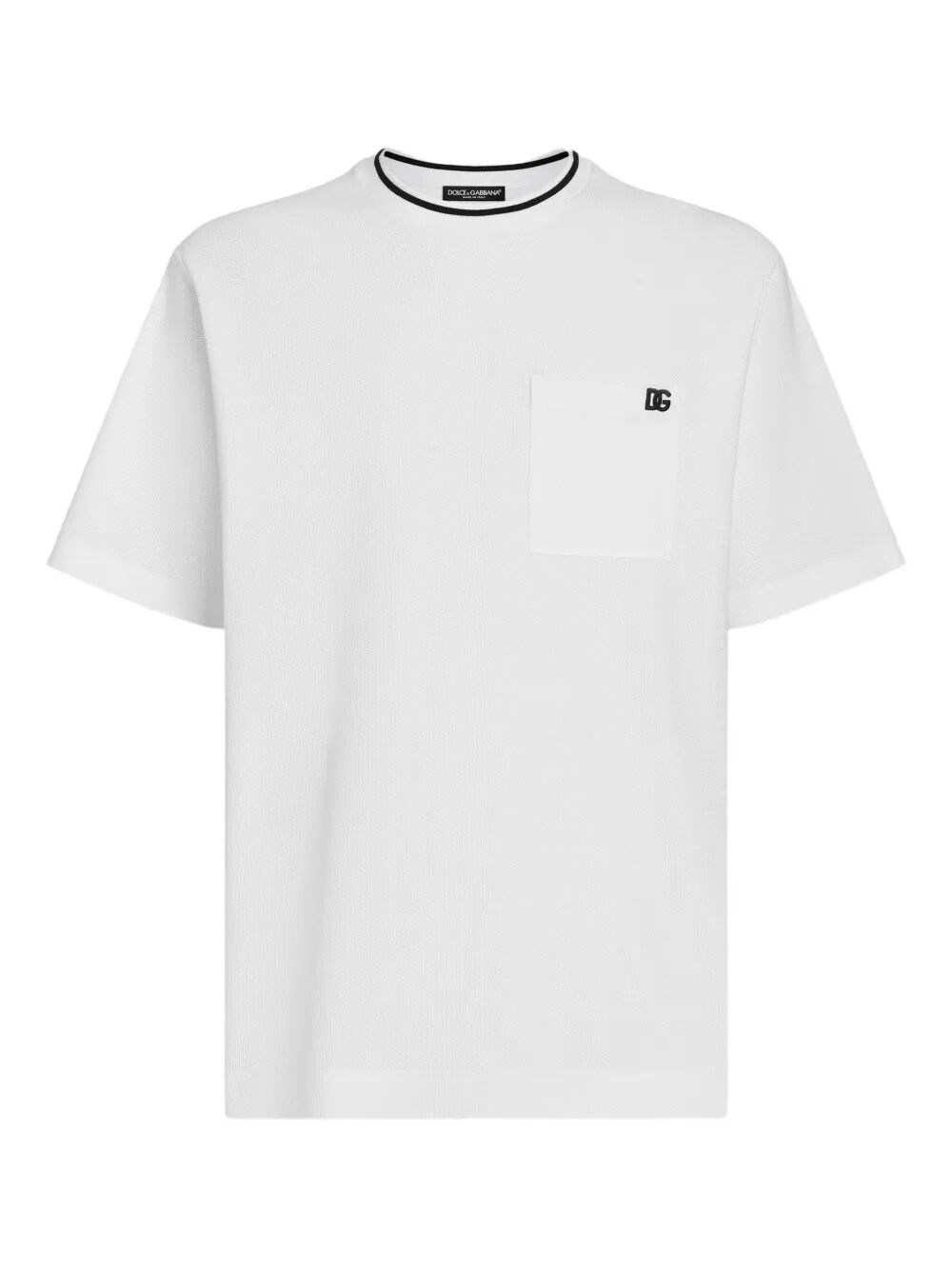 Dolce & Gabbana White Crewneck T-shirt With Logo Embroidery On The Front In White