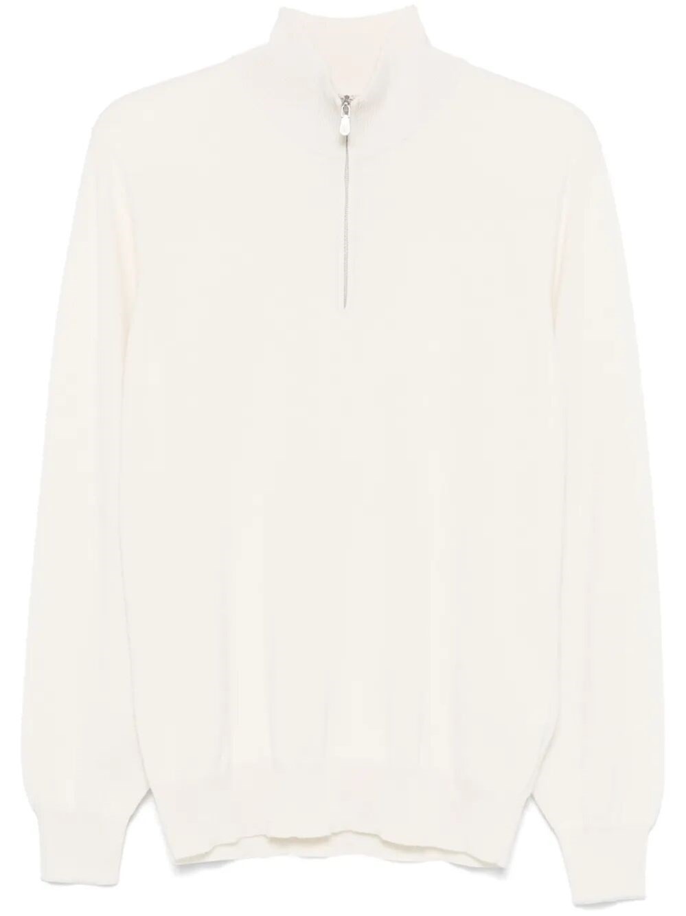 Brunello Cucinelli Cashmere Sweater With Half Zip Clothing In Neutral