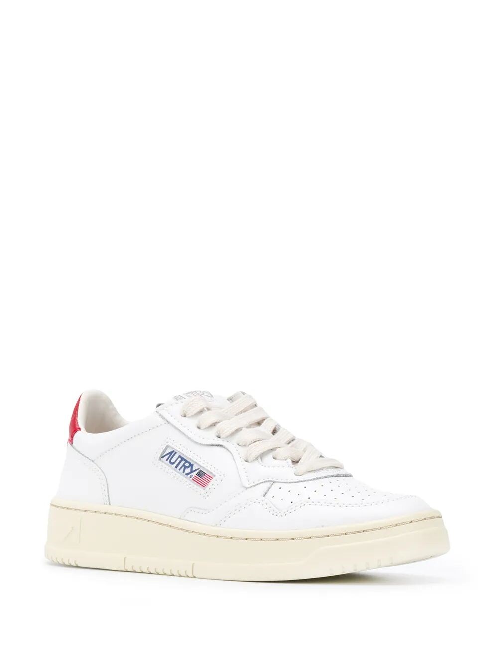 MEDALIST LOW SNEAKERS IN WHITE AND RED LEATHER