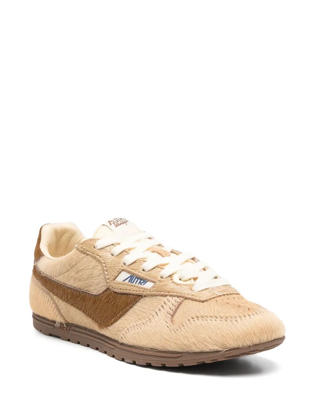WINDSPIN SNEAKERS IN BEIGE AND BROWN PONY HAIR EFFECT