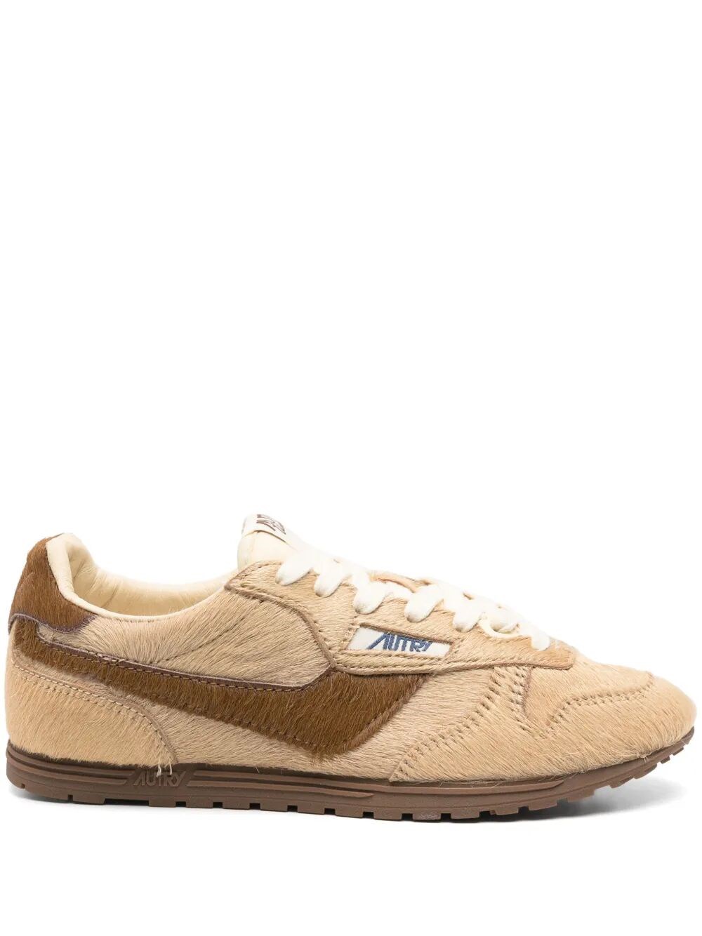 WINDSPIN SNEAKERS IN BEIGE AND BROWN PONY HAIR EFFECT