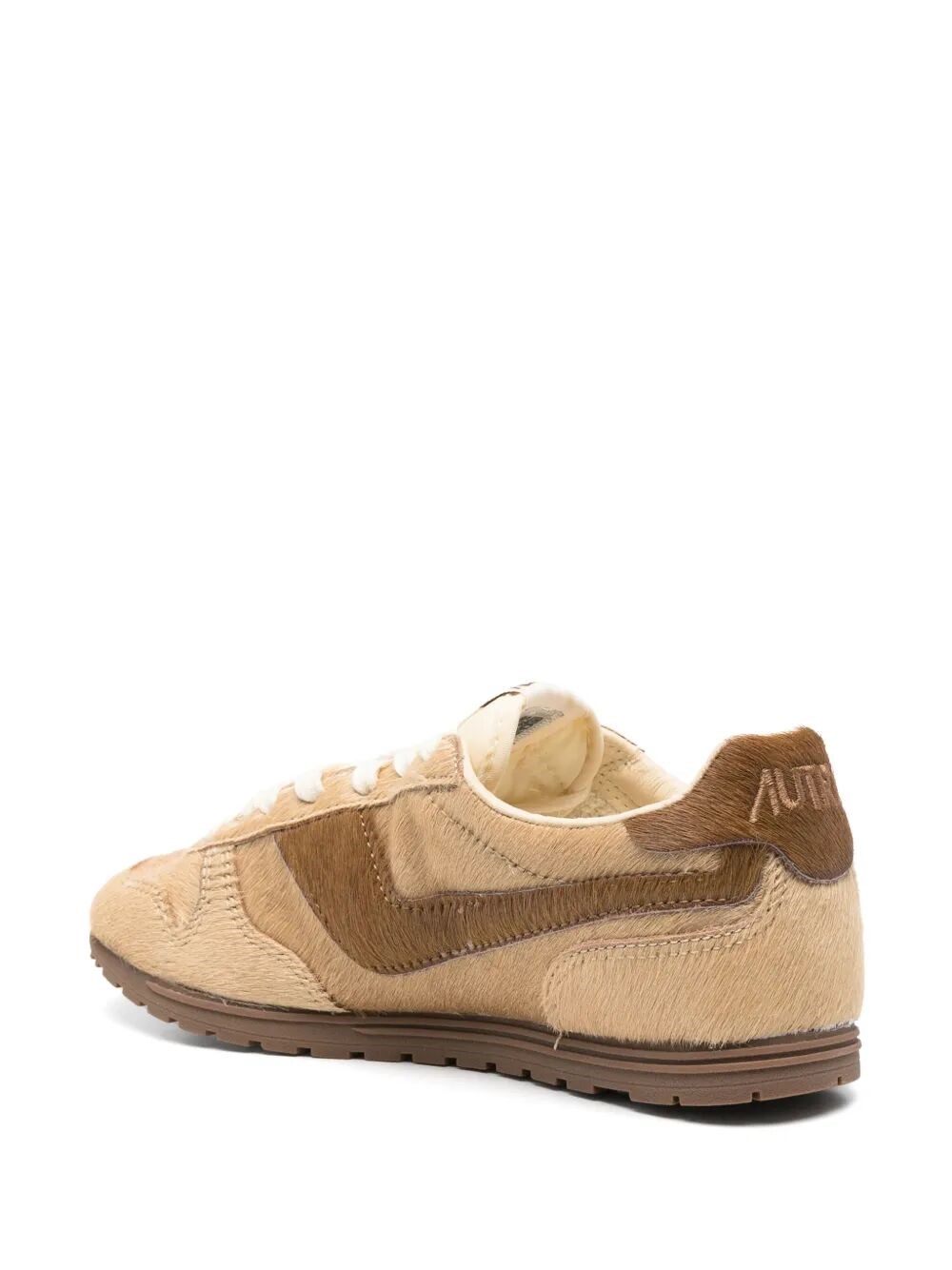WINDSPIN SNEAKERS IN BEIGE AND BROWN PONY HAIR EFFECT