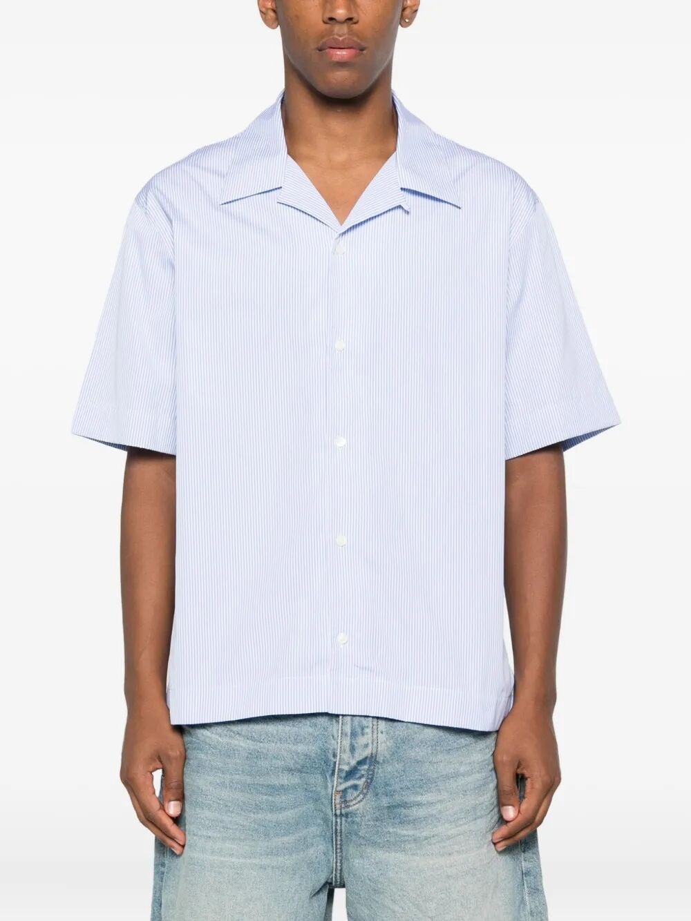 COTTON STRIPED SHIRT WITH GIVENCHY STAMP PRINT