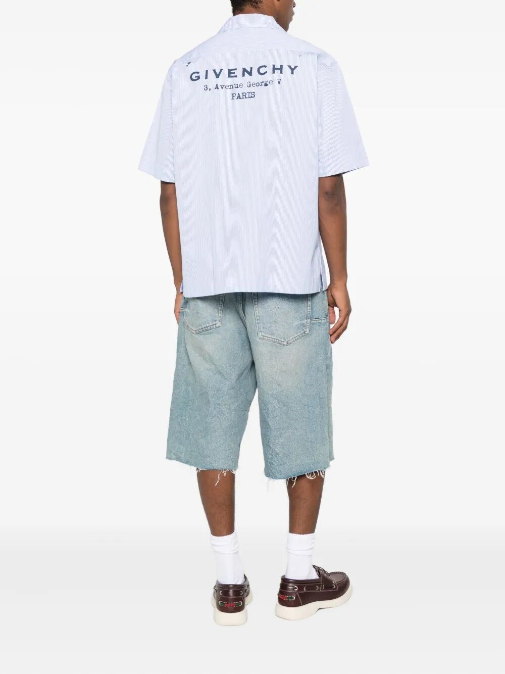 COTTON STRIPED SHIRT WITH GIVENCHY STAMP PRINT