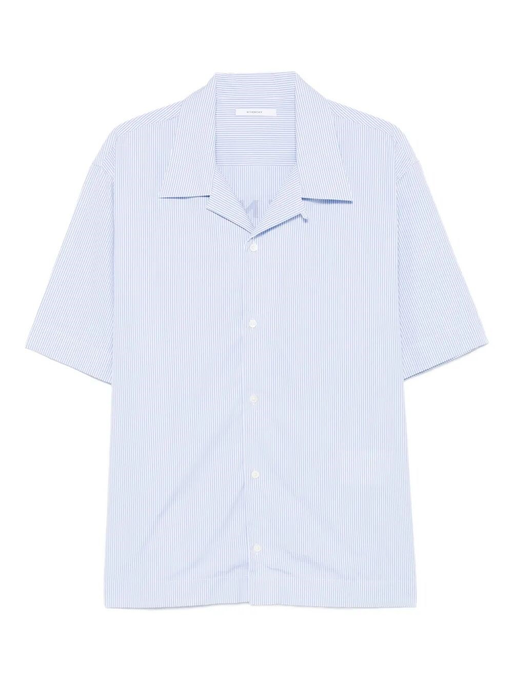Givenchy Cotton Striped Shirt With Stamp Print Clothing In Blue