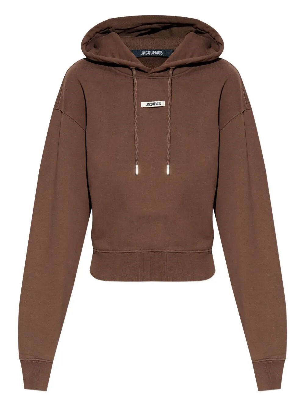 Jacquemus Drawstring Hood Gros-grain Hoodie In Brown