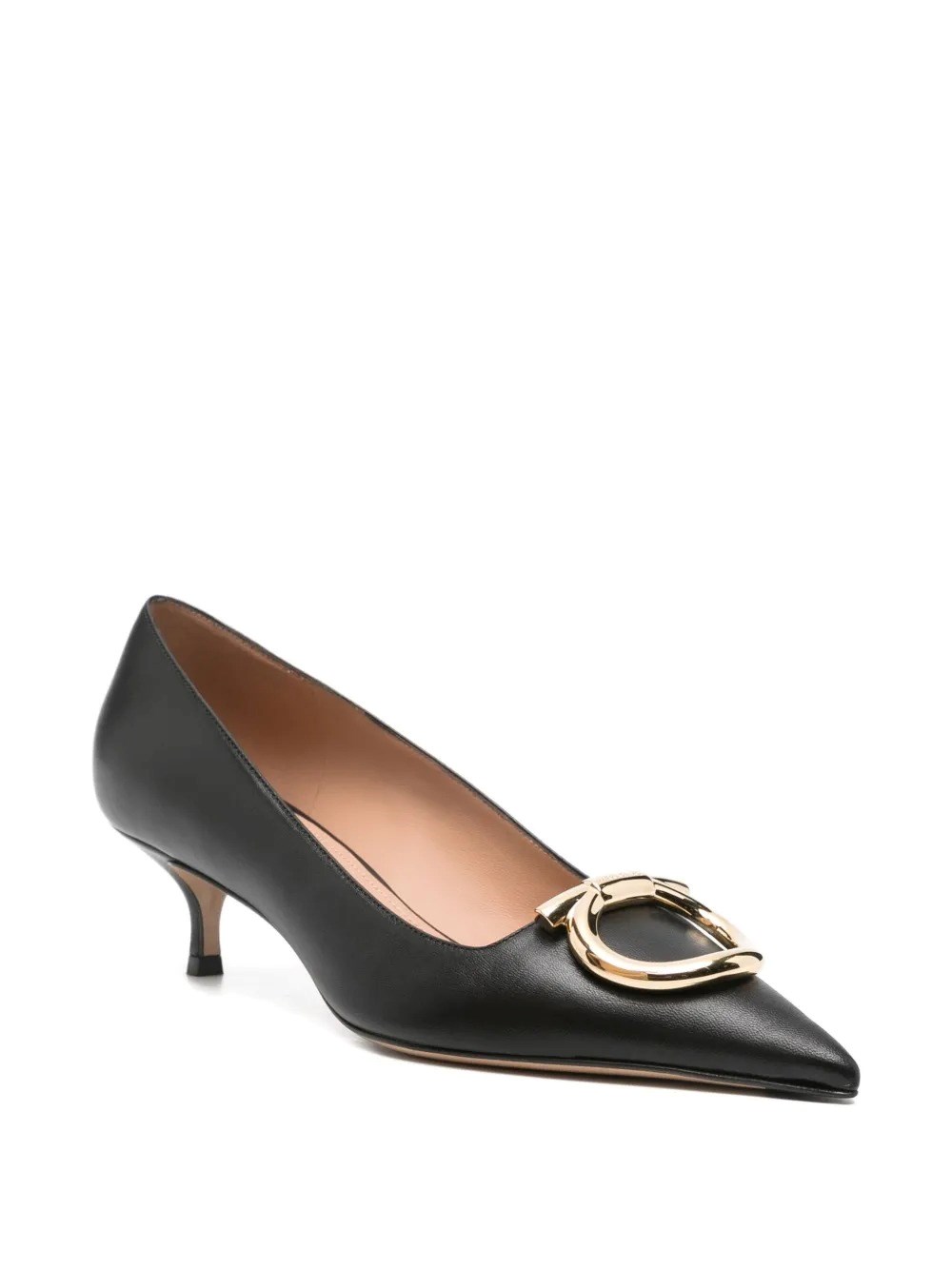 LARA LEATHER PUMPS WITH MAXI GANCINI BUCKLE