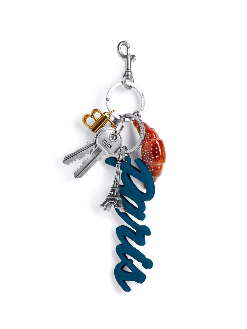 Balenciaga Tourist Paris Croissant Charm/keychain In Silver