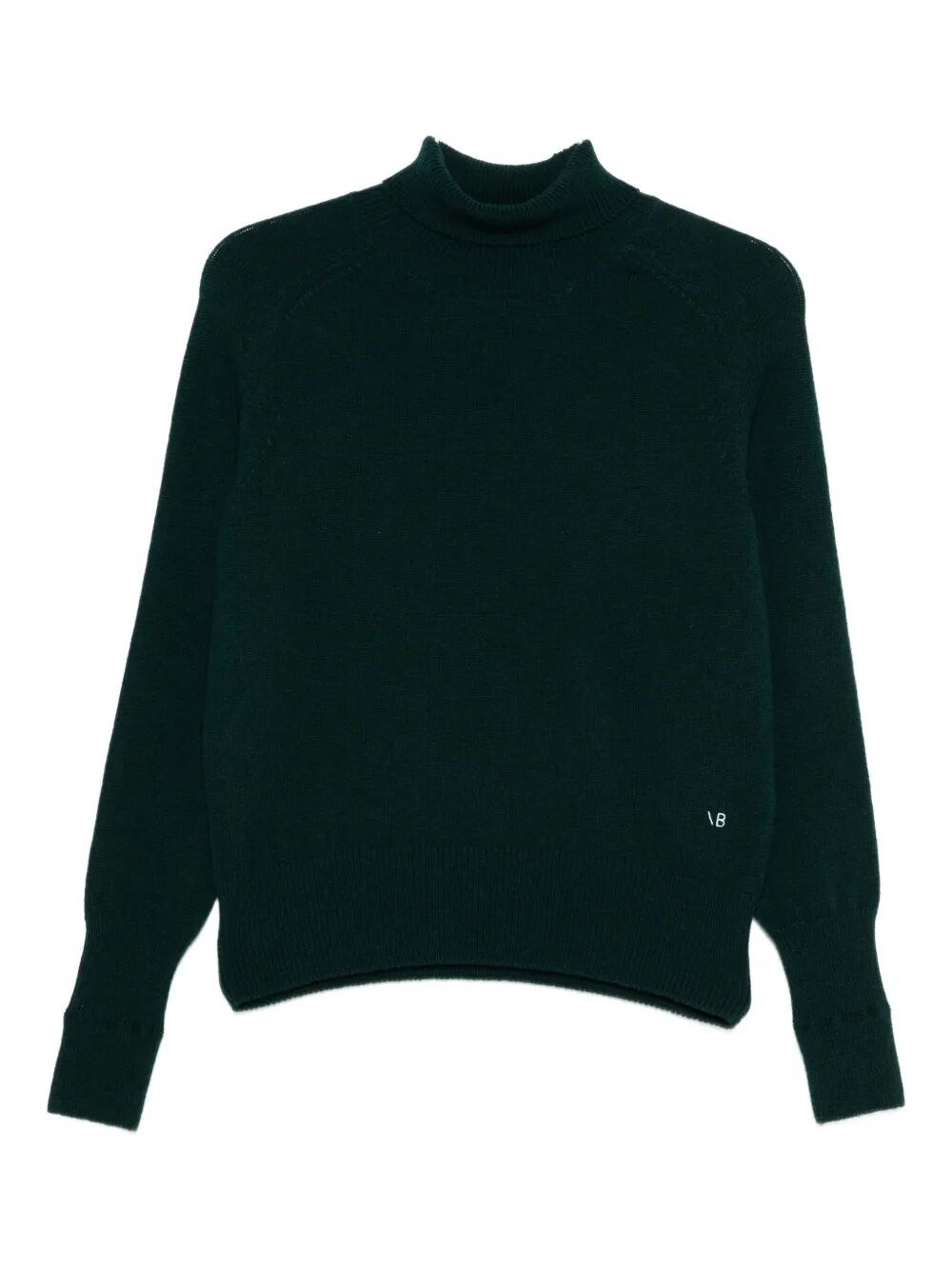 Victoria Beckham Ribbed Turtle-neck Wool Jumper With Long Sleeves In Green