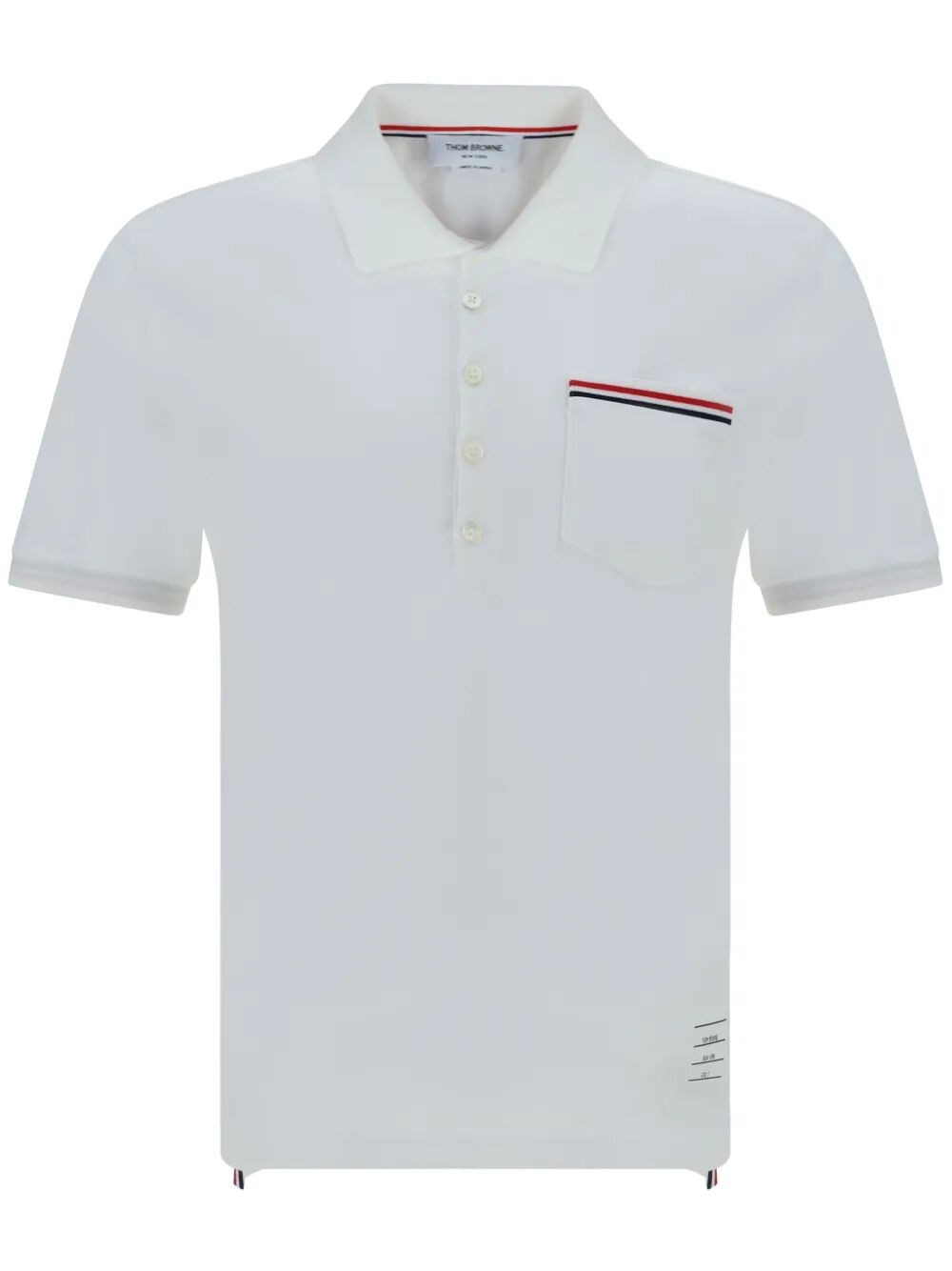 Thom Browne White Cotton Polo Shirt With Tricolor Detailing In White