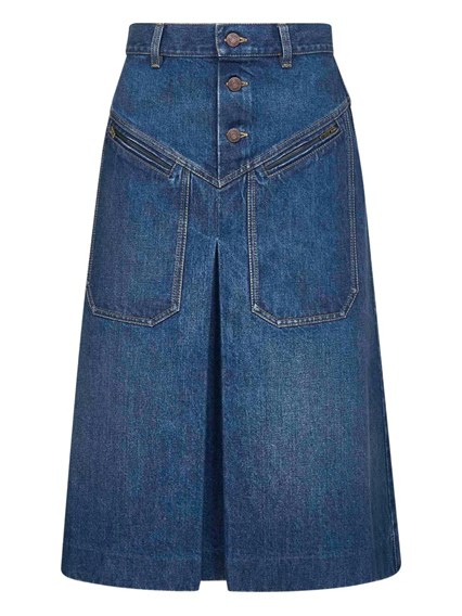 スカート ALAIA DENIM SPIRAL SKIRT ALAIA Spiral Ruffle Denim Midi Skirt | Neiman Marcus