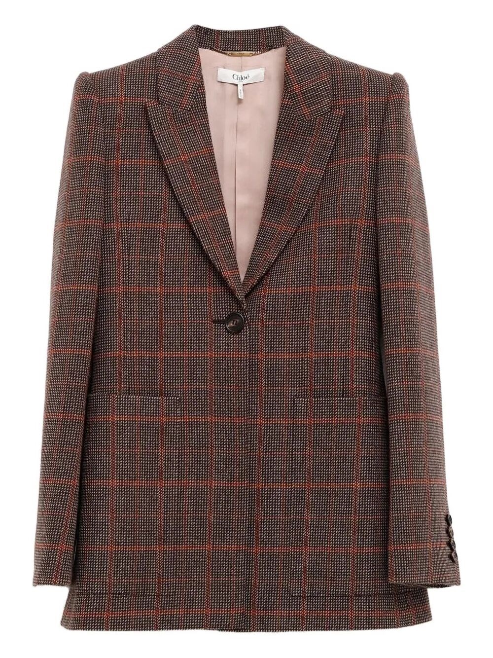 Chloé Check Wool Tailored Jacket In Brown