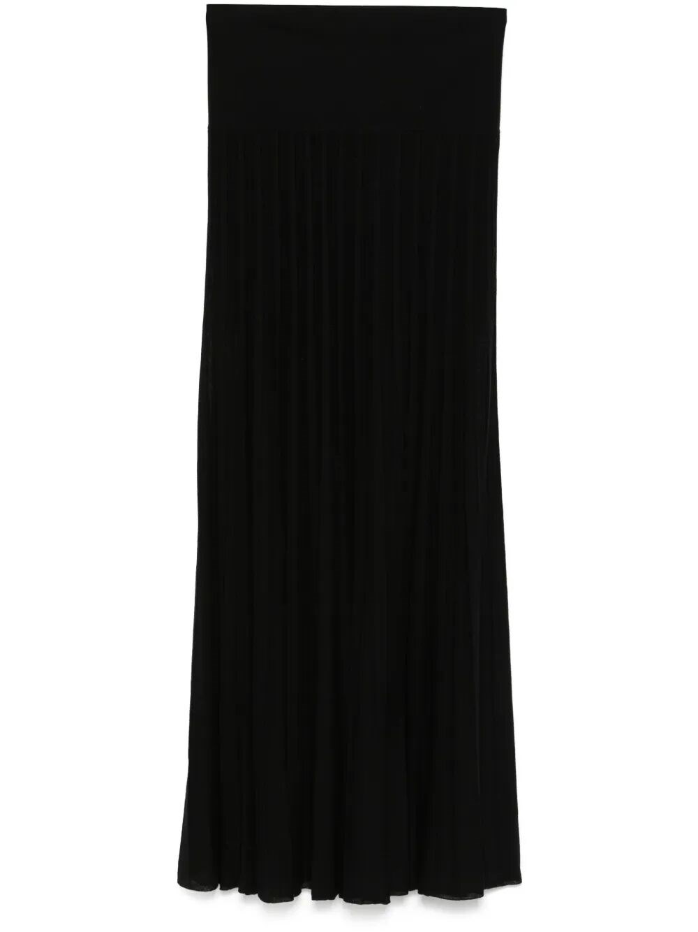 Isabel Marant Ezra Long Pleated Knit Skirt In Black