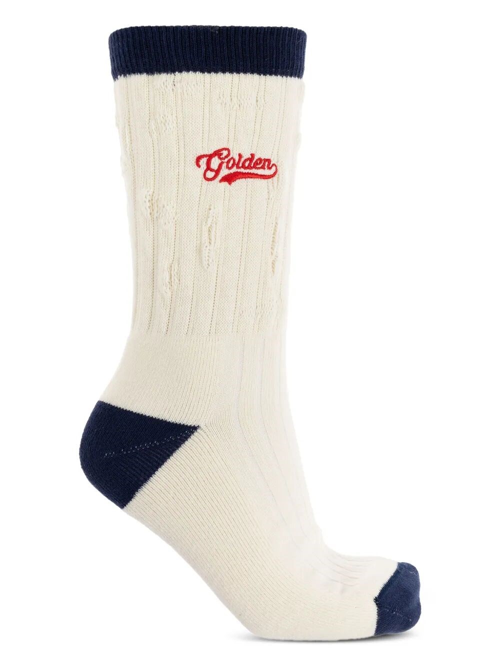 Golden Goose Two-tone Ribbed Knit Socks In White