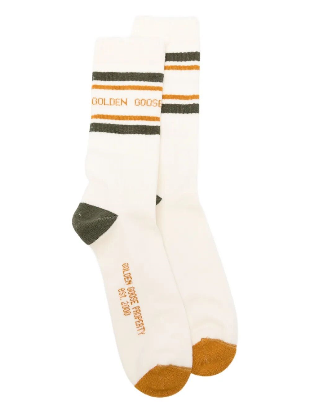 Golden Goose Striped Cotton Socks In White