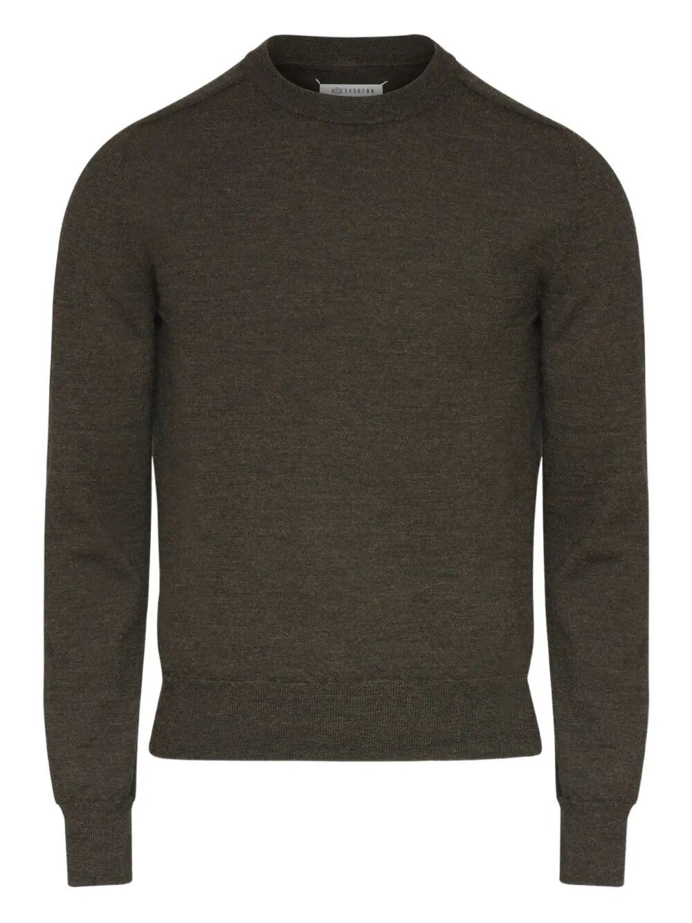 Maison Margiela Brown Crew Neck Sweater With Elbow Patches And Fitted Waist In Brown