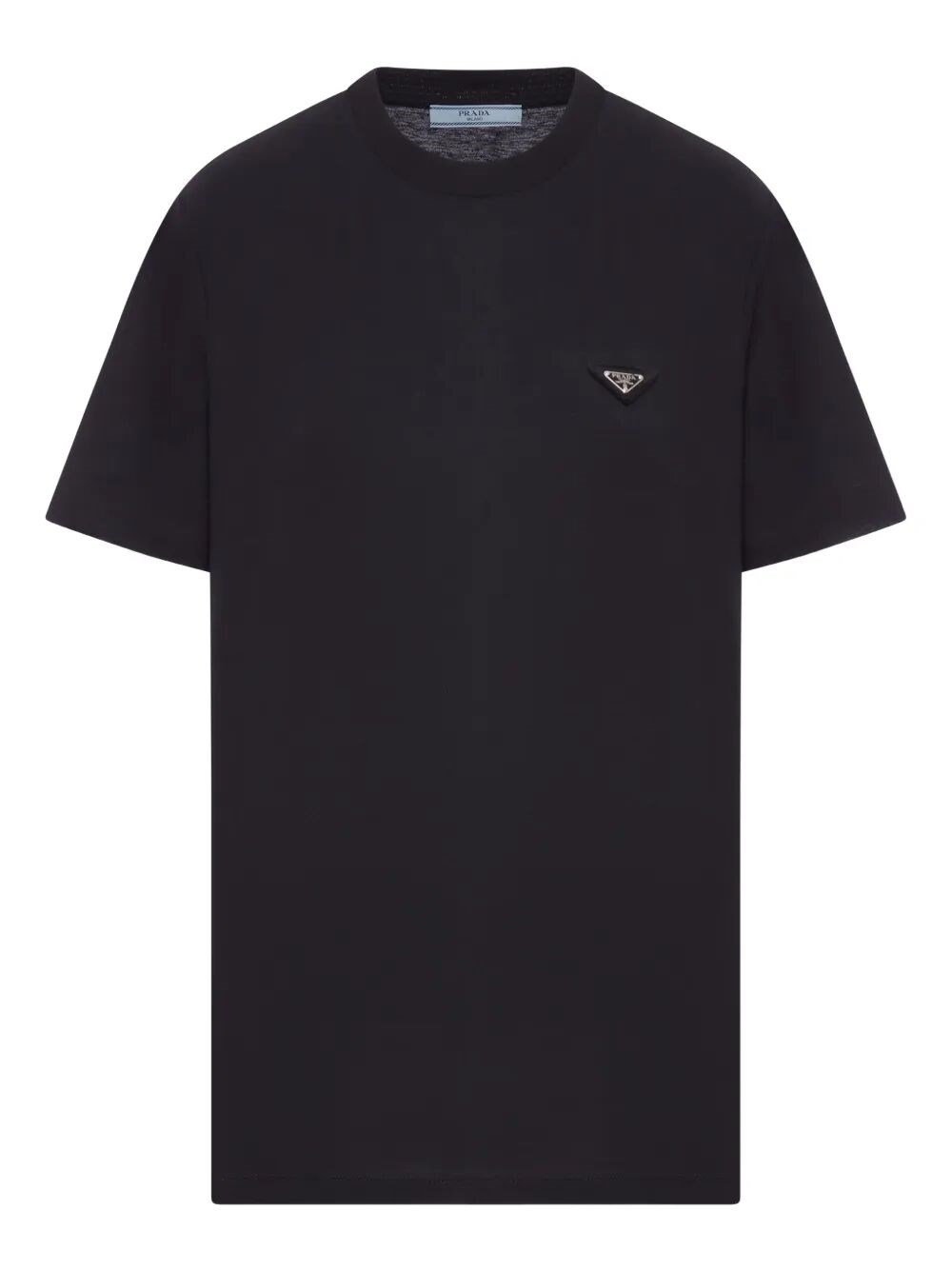 Prada Enamel Triangle-logo Cotton T-shirt In Black
