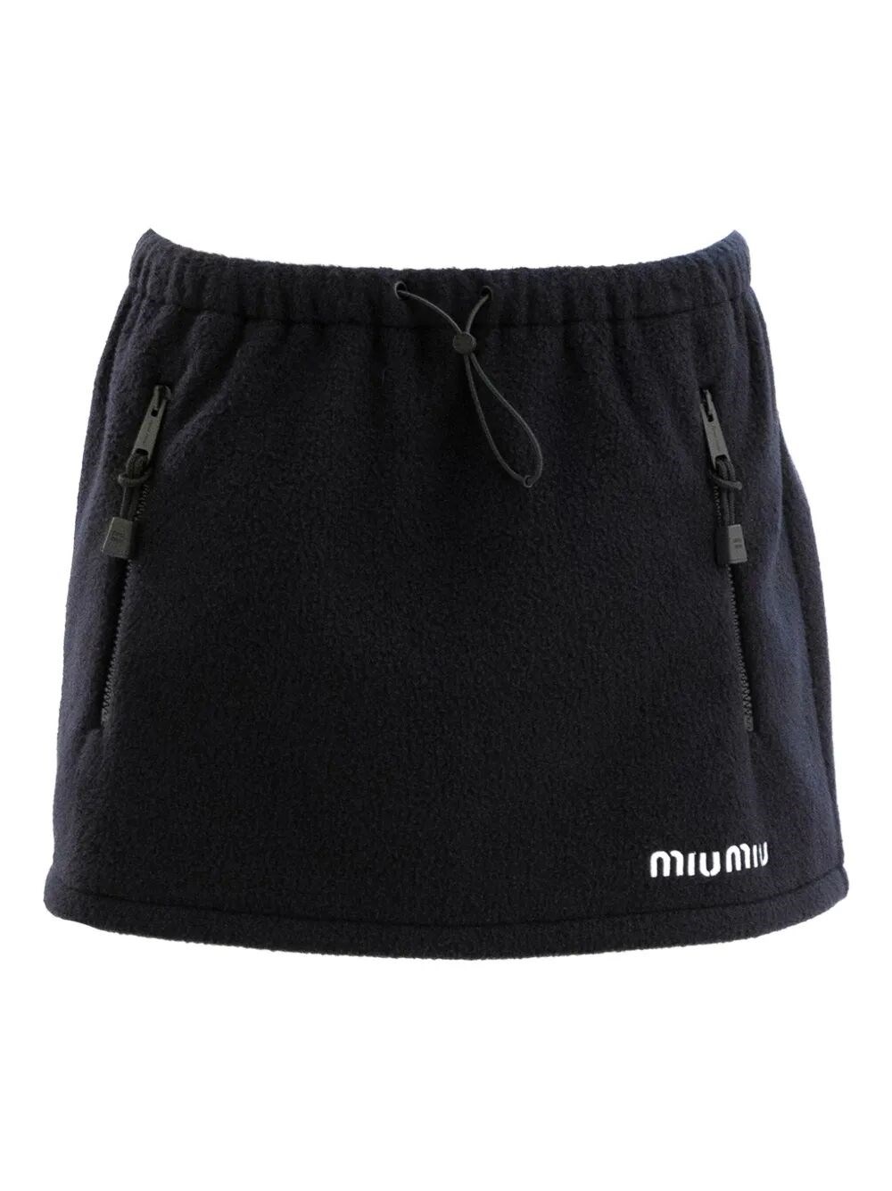 Miu Miu Drawstring-fastening Fleece Miniskirt In Blue