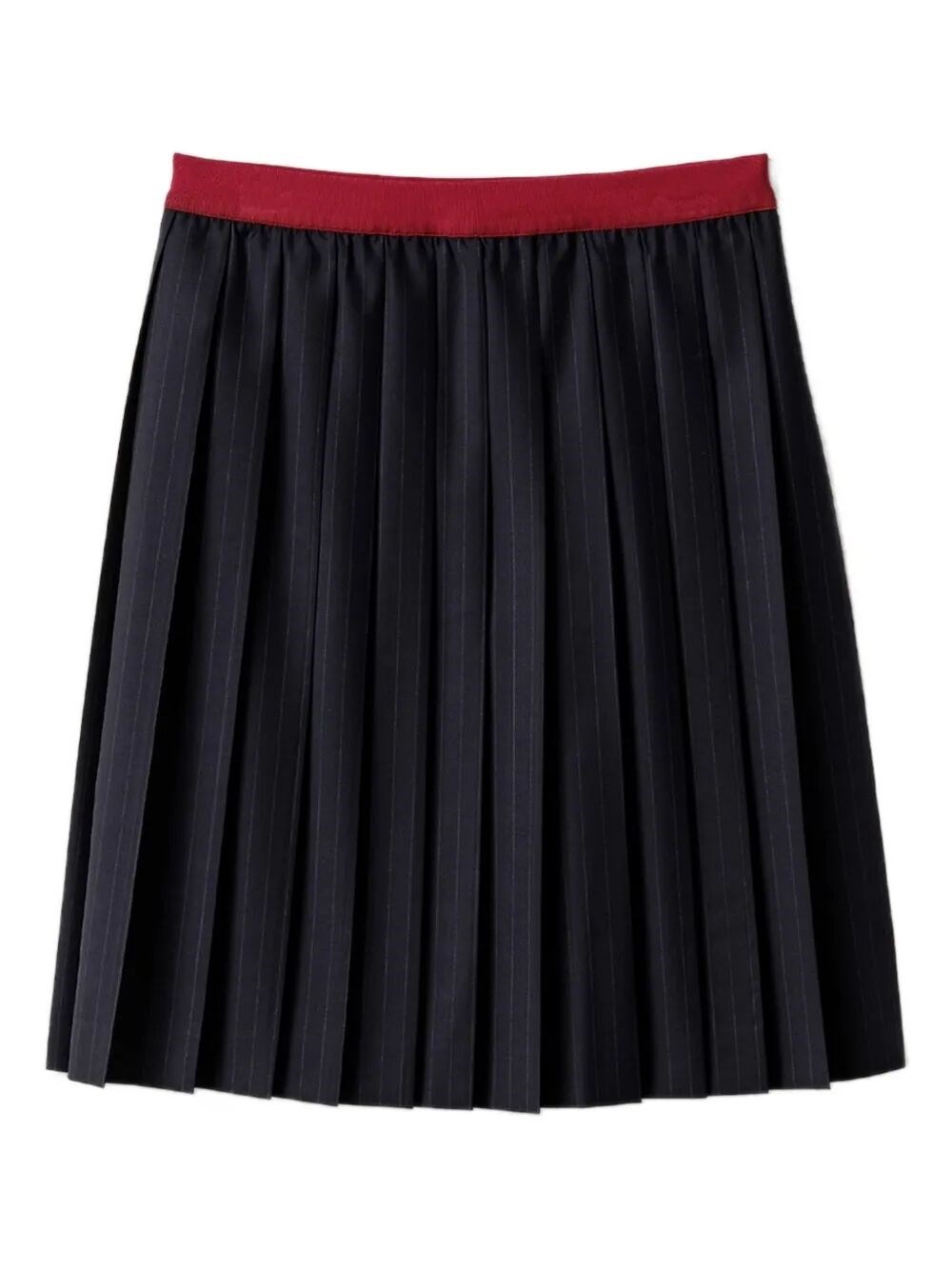Miu Miu Pleated Pinstripe Midi Skirt In Blue
