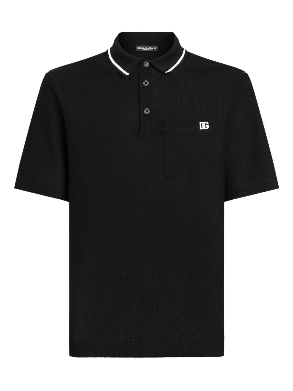 Dolce & Gabbana Polo Shirt In Piqué De Coton In Black