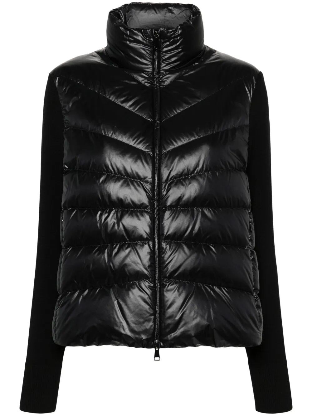 Moncler Padded Wool Cardigan In Black