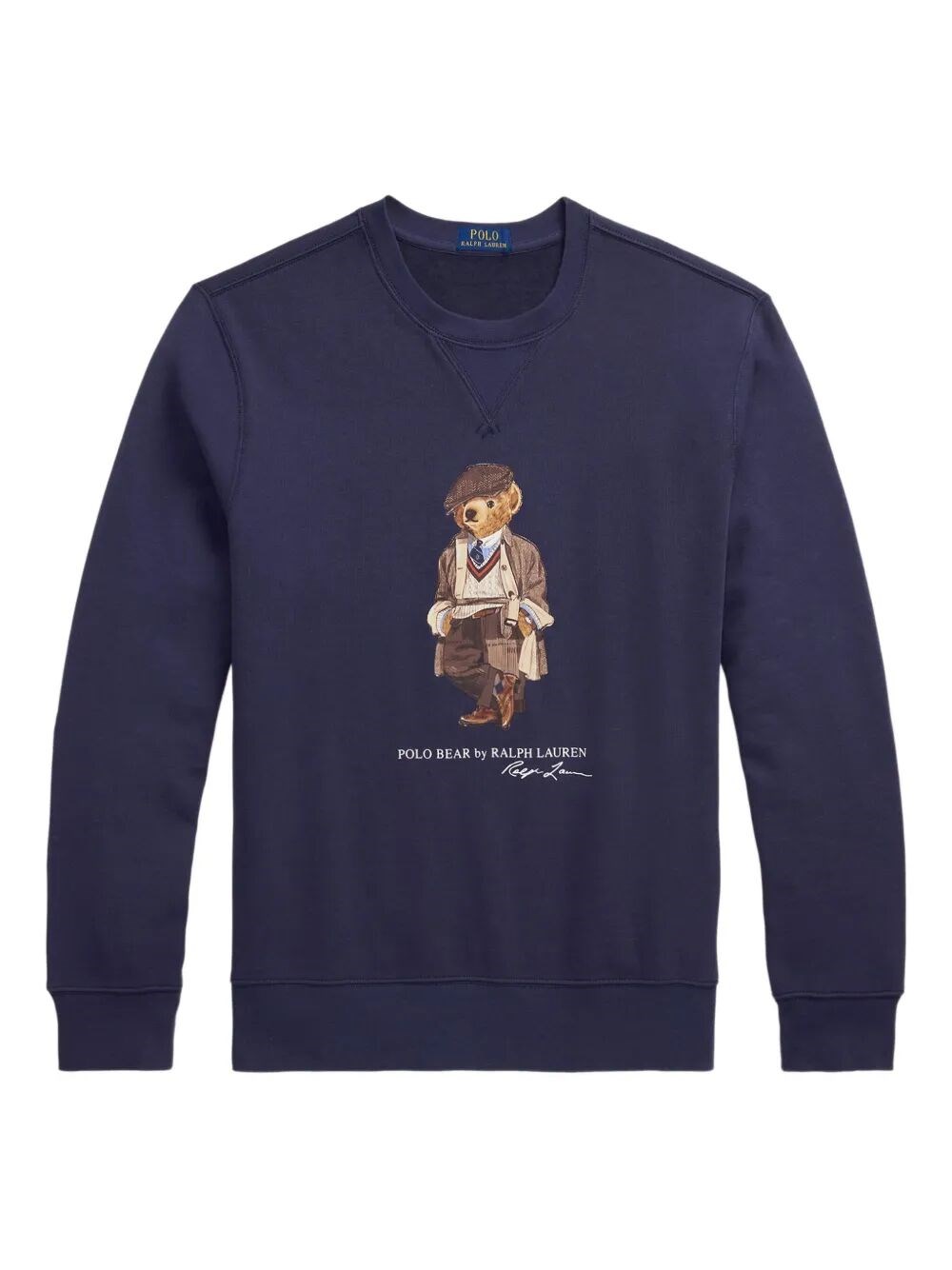 Polo Ralph Lauren Navy Blue Cotton Blend Sweatshirt With Iconic Bear Logo In Blue