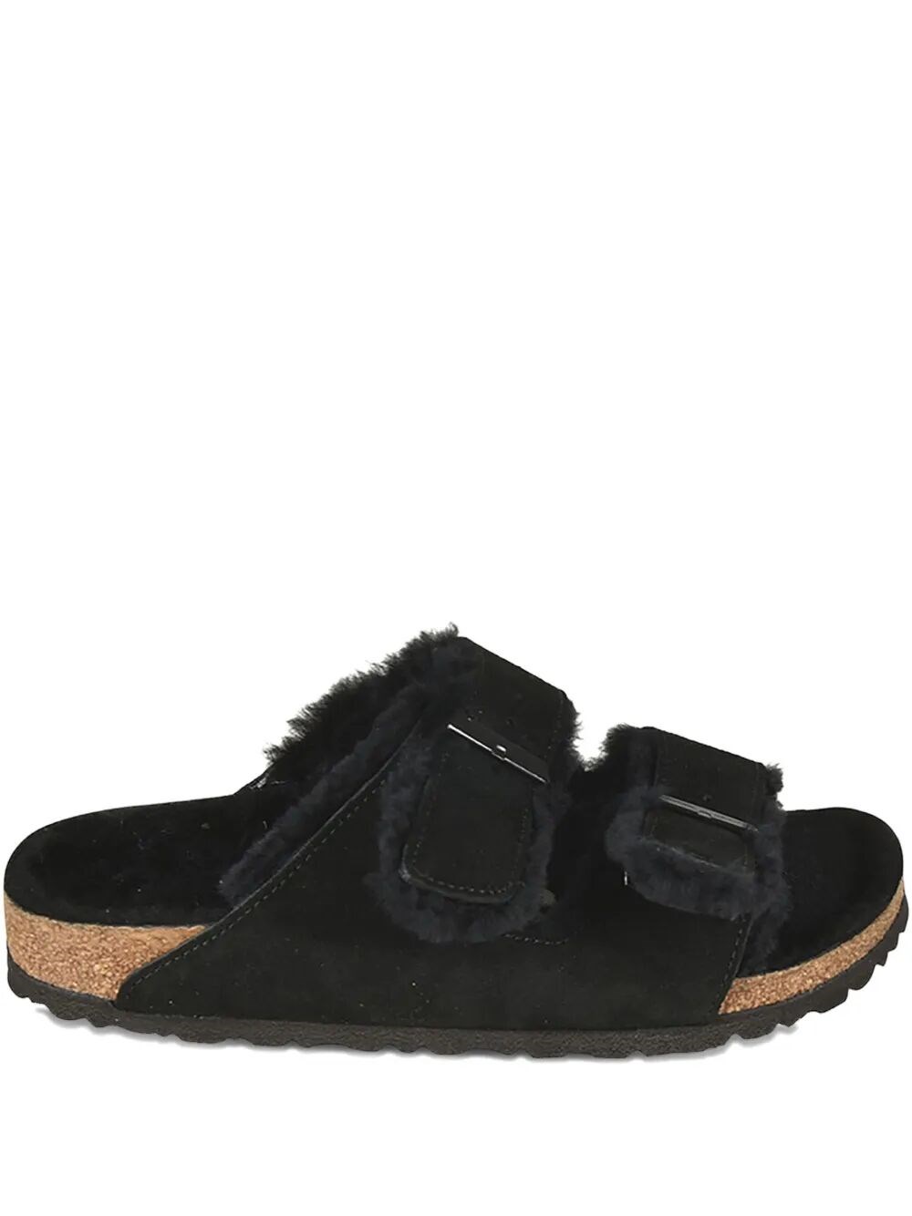 Birkenstock 'arizona' Black Sandals With Logo Lettering On The Buckle In Black
