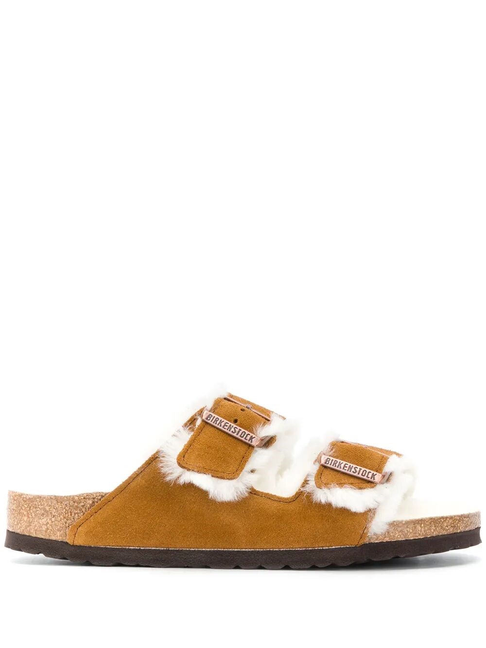 Birkenstock Arizona Shearling And Suede Sandals In Brown